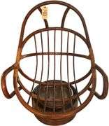 VINTAGE/MODERN TIKI RATTAN SWIVEL CHAIR