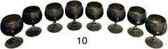 SET OF 3 FB ROGERS SILVER PLATE MADE IN SPAIN BRANDY GOBLETS; 5 VALERO SILVER PLATE MADE IN SPAIN BRANDY GOBLETS