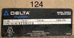 DELTA SHOPMASTER MODEL TS200LS 10" BENCH SAW TYPE 1 120V, 13A, 60HZ, 4700 RPM