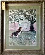 FRAMED AND MATTED "TENDER TOUCH" PRINT BY JOEL CARROLL '90 - APPROX. 23" X 17.25" VIEWING AREA