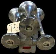 WOLO CHROME TRAIN HORN SET - TRIPLE TRUMPET AIR HORN SYSTEM WITH MOUNTING BRACKET AND VALVE ASSEMBLY