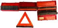 APPROXIMATELY 12 REFLECTIVE ROADSIDE EMERGENCY TRIANGLES - MODEL 1005 - D.O.T. APPROVED