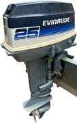 14' DURACRAFT FISHERMAN BOAT ON HIGHLANDER TRAILER W/ EVINRUDE 25HP MOTOR AND MINN KOTA EDGE TROLLING MOTOR