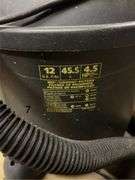 TWO SHOP-VAC BRAND SHOP VACUUMS - 1 12-GALLON CAPACITY, 45.5 LITER, 4.5 PEAK HP MOTOR; 1 5-GALLON CAPACITY, 1.25 PEAK HP
