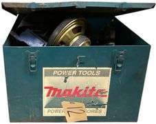 MAKITA POWER TOOLS METAL CARRYING CASE CONTAINING VINTAGE SPEAKERS/AUDIO COMPONENTS