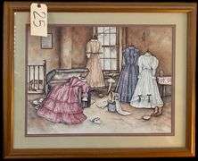 FRAMED AND MATTED PAULA VAUGHAN DRESSES PRINT #261/1000 - APPROX. 21.5" X 15.25" VIEWING AREA