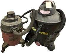 TWO SHOP-VAC BRAND SHOP VACUUMS - 1 12-GALLON CAPACITY, 45.5 LITER, 4.5 PEAK HP MOTOR; 1 5-GALLON CAPACITY, 1.25 PEAK HP