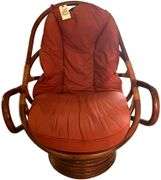 VINTAGE/MODERN TIKI RATTAN SWIVEL CHAIR