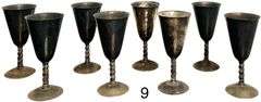 SET OF 8 5.5" VINTAGE EP BRASS SPAIN BRANDY/LIQUOR/WINE SILVERPLATE GOBLETS