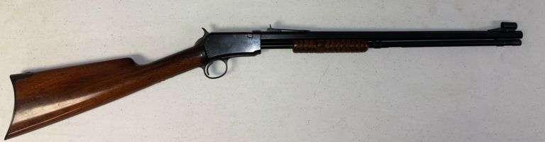 WINCHESTER .22 CALIBER PUMP RIFLE, TUBULAR FEED, 18” OCTAGON BARREL, WALNUT STOCK AND FOREARM, APPROX 35 1/2 “ OVERALL. SN 331399 image