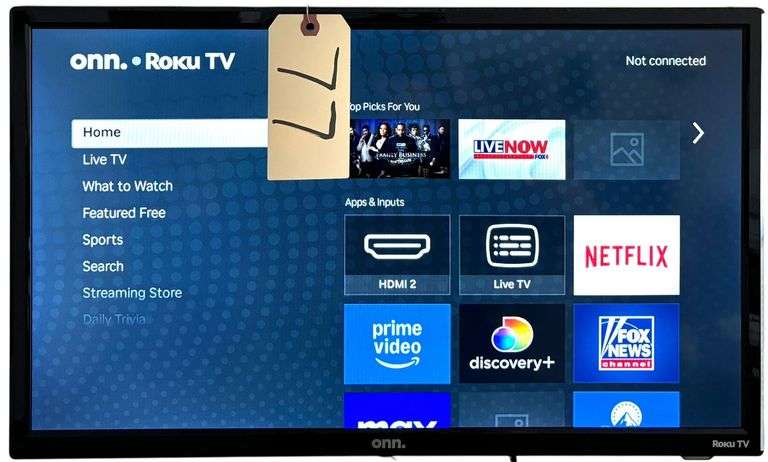 ONN 24" ROKU TELEVISION (WORKING) - MOUNTED, BUYER RESPONSIBLE FOR REMOVAL image
