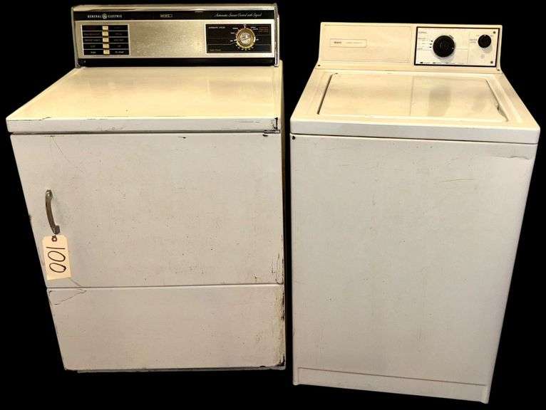 VINTAGE SEARS LARGE CAPACITY WASHING MACHINE, VINTAGE GENERAL ELECTRIC HEAVY DUTY DRYER - BOTH UNTESTED/AS-FOUND image