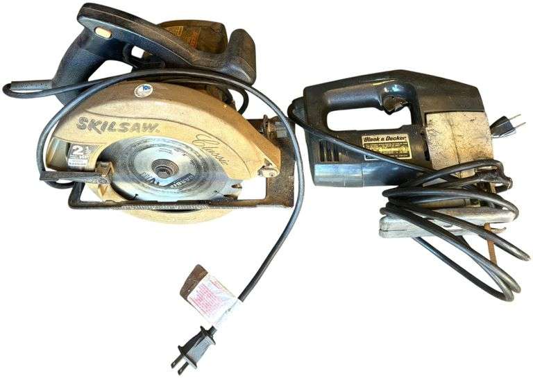 BLACK & DECKER HD VARIABLE SPEED ORBITAL ACTION JIG SAW, SKILSAW CLASSIC MODEL 5250:05 2-1/2 HP CIRCULAR SAW image