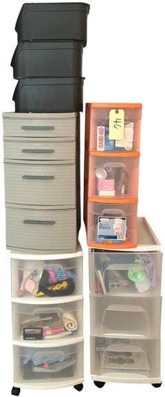 4 3-DRAWER PLASTIC STORAGE CONTAINERS, 4-DRAWER PLASTIC STORAGE CONTAINER, 3-TIER ORGANIZER image