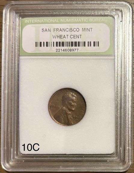 1942-S WHEAT CENT GRADED BY INTERNATIONAL NUMISMATIC BUREAU image