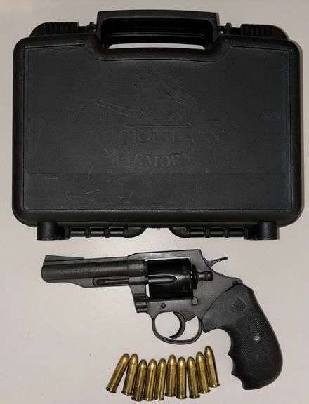 ROCK ISLAND ARMORY MODEL 200 .38 SPECIAL CALIBER 6 SHOT REVOLVER, HARD PLASTIC ROCK ISLAND CASE, RIA 1863087 WITH APPROX 10 CARTRIDGES image