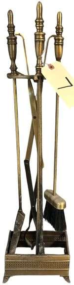 SOLID BRASS FOUR-PIECE FIREPLACE SET image