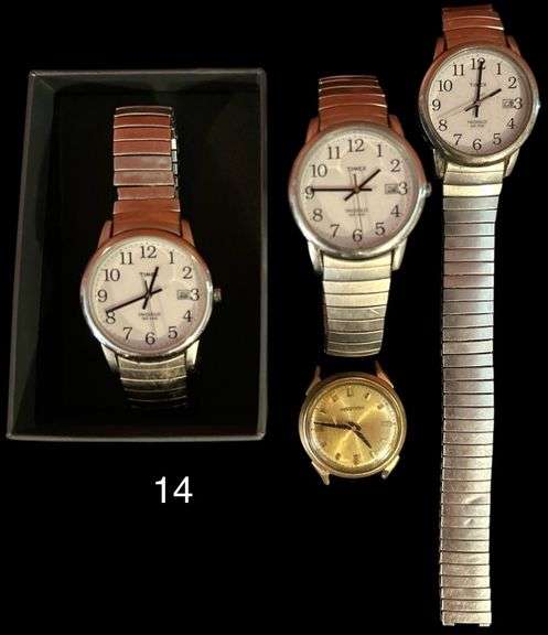 FOUR MEN’S WATCHES AS-FOUND/UNTESTED - 3 TIMEX W/ BANDS, 1 ACCUTRON W/ NO BAND image