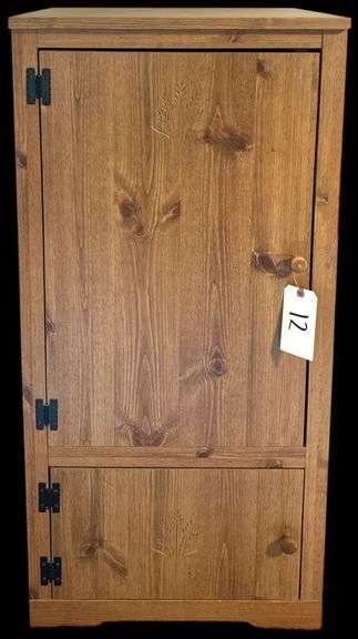 TWO-DOOR WOODEN STORAGE CABINET - APPROX. 48" HEIGHT X 17" DEPTH X 22.5" WIDTH image
