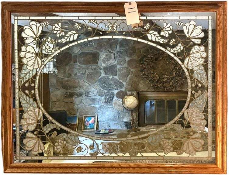 TIFFANY ROSE PATTERN MIRROR APPROX. 29.75" X 39.25" image
