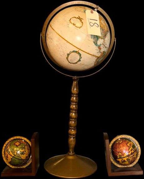 REPLOGLE 12” DIAMETER “WORLD CLASSIC SERIES” GLOBE, 2 GLOBE BOOKENDS image