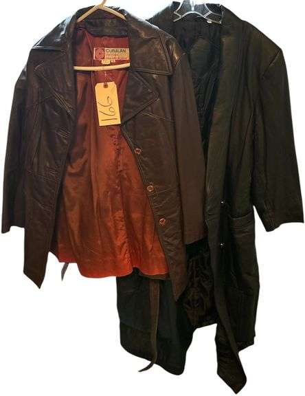 CUBALAN MADE IN URUGUAY GENUINE LEATHER JACKET SIZE 12, PRESTON & YORK SIZE L FULL LENGTH LEATHER JACKET image