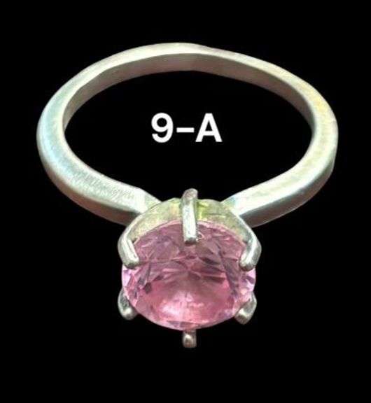 14K WHITE GOLD RING, SIZE 5, W/ PINK STONE - 2.65 GRAMS TOTAL image