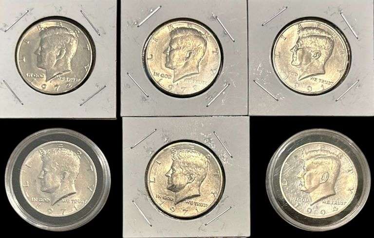 6 KENNEDY HALF DOLLARS: 2 1971, 2 1972, 1991, 1994 image