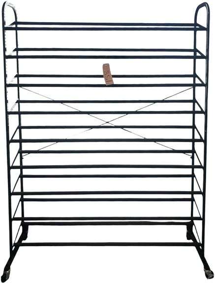 LIGHTWEIGHT ROLLING METALLIC SHOE RACK APPROX. 5’ TALL image