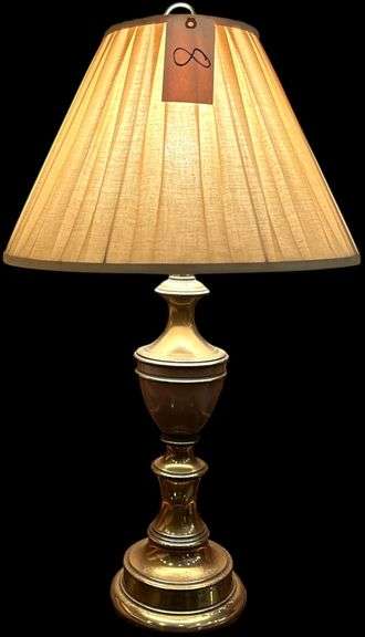 PAIR OF MATCHING BRASS BASE ELECTRIC LAMPS image
