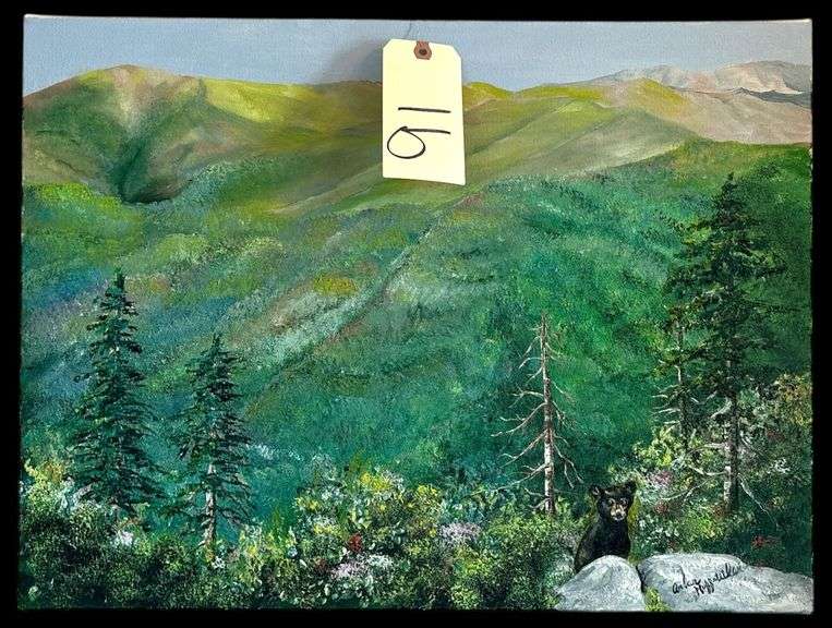 BLACK BEAR OIL ON CANVAS BY ALAN HUFFSTETLER - APPROX. 18” X 24” image