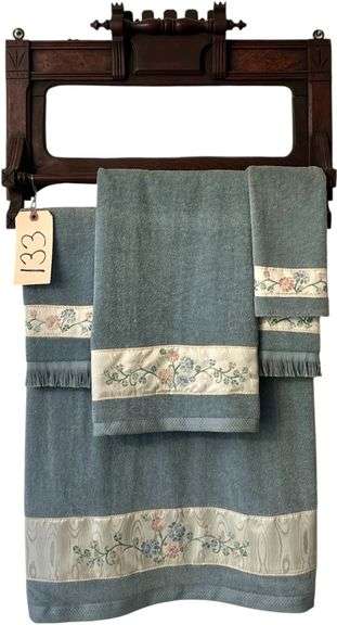 ANTIQUE BURLED WALNUT TOWEL RACK image