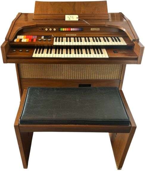 KIMBALL SWINGER MUSICAL RHYTHM ACCOMPANIMENT ORGAN W/ STOOL - UNTESTED image