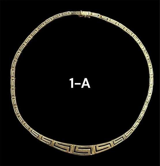 MARKED 14K GOLD GREEK KEY DESIGN NECKLACE - 17.05 GRAMS image