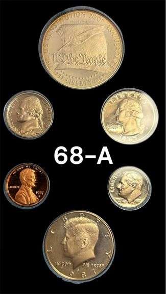 UNITED STATES CONSTITUTION COINS SET, DOLLAR CONTAINS .76 TROY OUNCES OF PURE SILVER - IN ORIGINAL CONTAINER AND BOX, WITH COA image