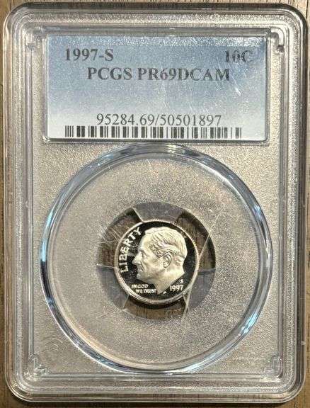 1997-S DIME - PCGS GRADED “PR69DCAM” DEEP CAMEO - APPEARS TO BE UNCIRCULATED image