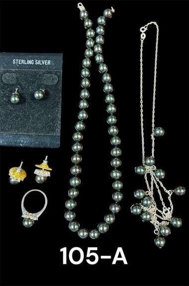 925 STERLING SILVER RING, GLASS BEAD NECKLACES, EARRINGS image