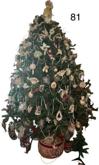 LARGE (APPROX. 7’ TALL) ARTIFICIAL CHRISTMAS TREE - BUYER RESPONSIBLE FOR PACKING ORNAMENTS image