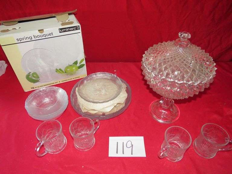 Compote and Dinnerware Set Lot