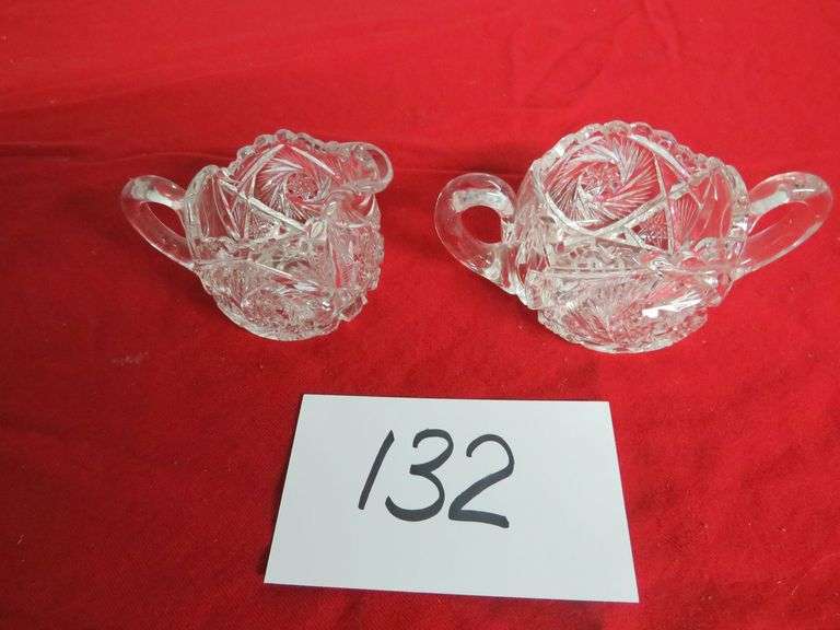 Crystal Glass Sugar and Creamer