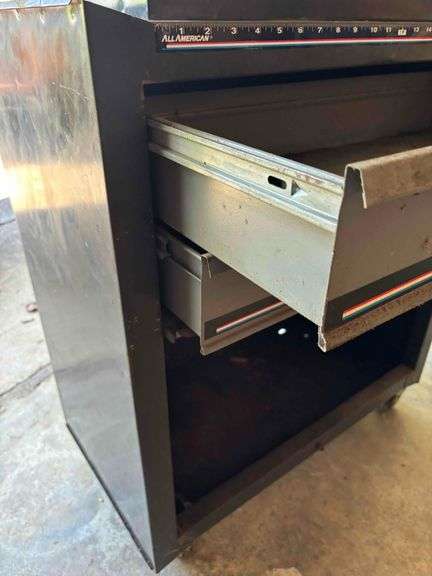 All American Metal Tool Chest and Cart (Chest is not attached to cart)