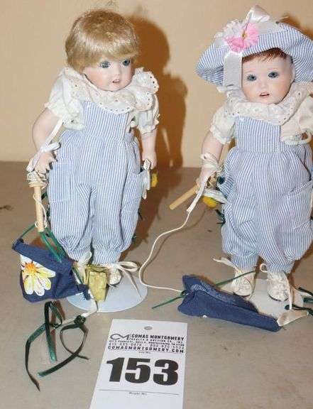 2 Marie Osmond Porcelain Collector Doll on Stands: Flying Kites - signed image