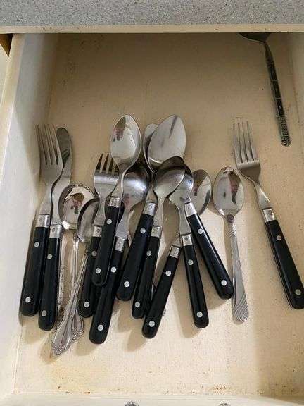 Flatware Set with Black Handles