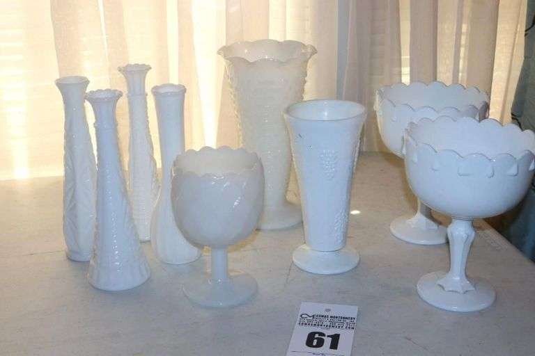 Variety of Milk Glass  items: Vases - some vintage image