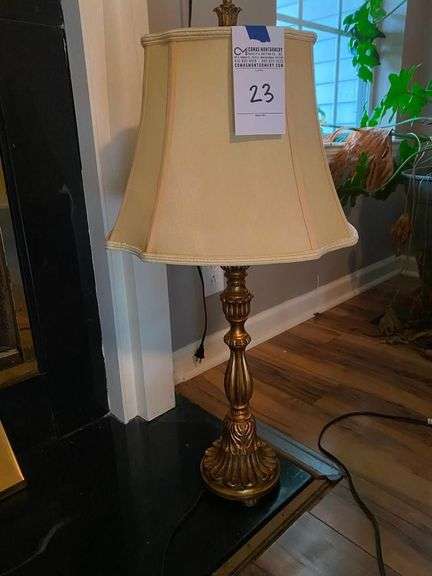 Ornate Table Lamp with Cream Shade
