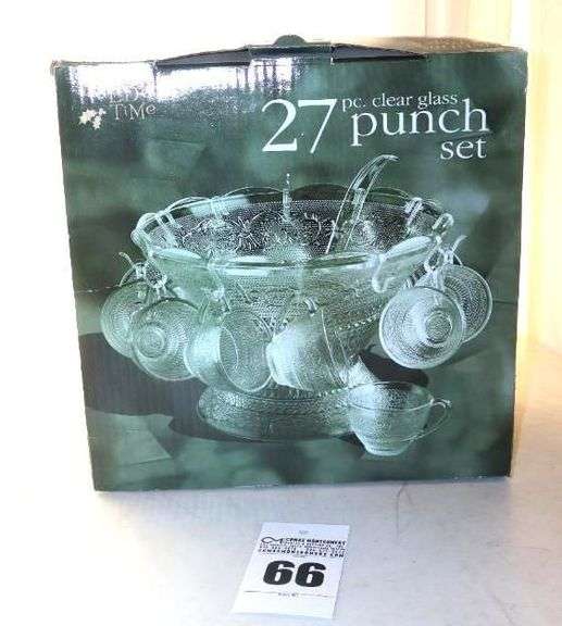 Clear Glass 27 piece Punch Bowl - New in box image