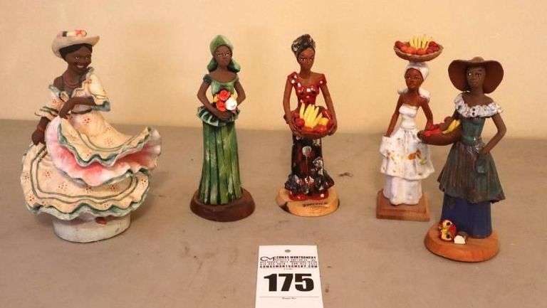 4 Jamaican Wood Statues & Dancing Gild figurine image