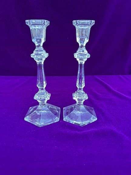 Pair of Crystal Candle Holders 10” Tall