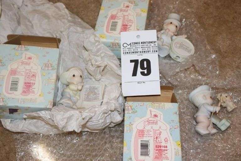 Precious Moments Porcelain Items: 3 - Sammy's Circus characters "Sammy" boy with sign, "Jordon" Lion tamer, "Collin" drummer - all in original boxes image