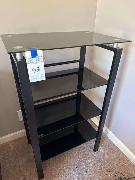 Black Metal and Glass Display Stand - 24"W x16"D x37.5"T